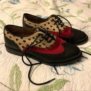 printed black oxfords